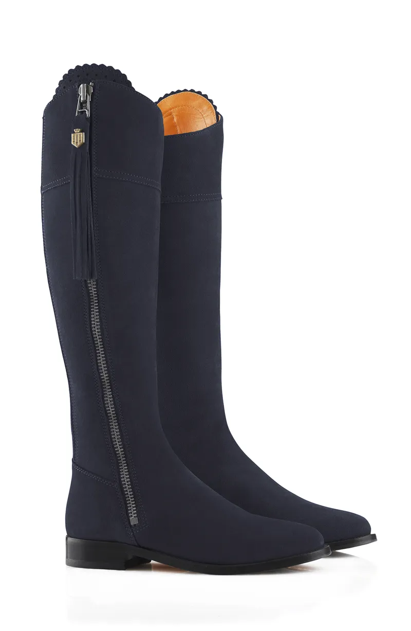 Fairfax and Favor Regina Flat Boots Navy Suede
